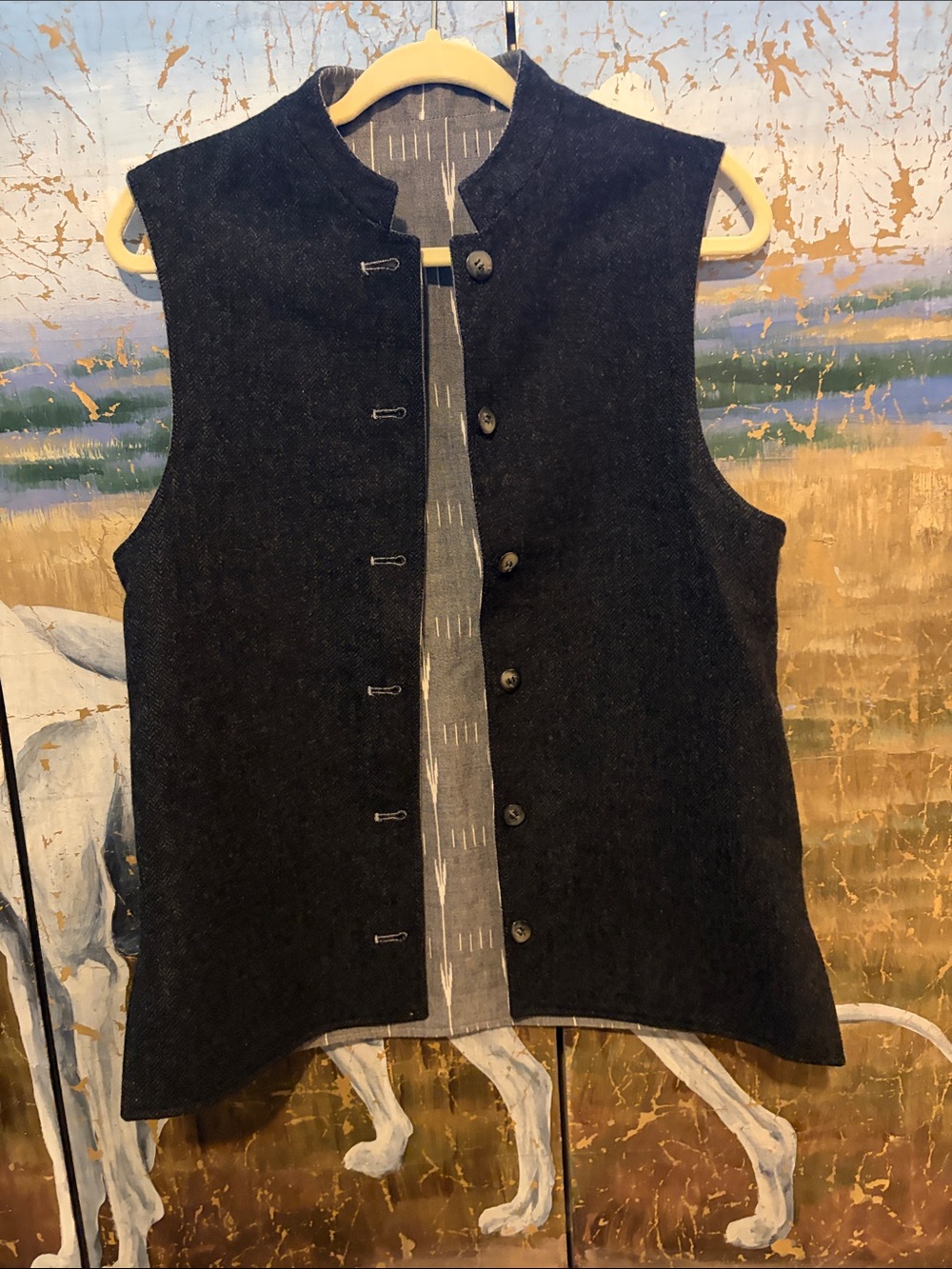Children's Dark Gray Wool-Blend Button Vest